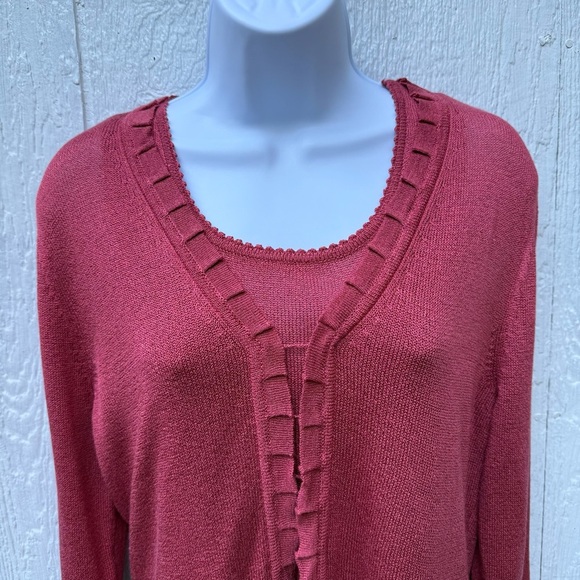 NWT Sigrid Olsen Sport Women’s Mesa Rose Knit Long Sleeve Cardigan & Top Set M - Picture 2 of 10